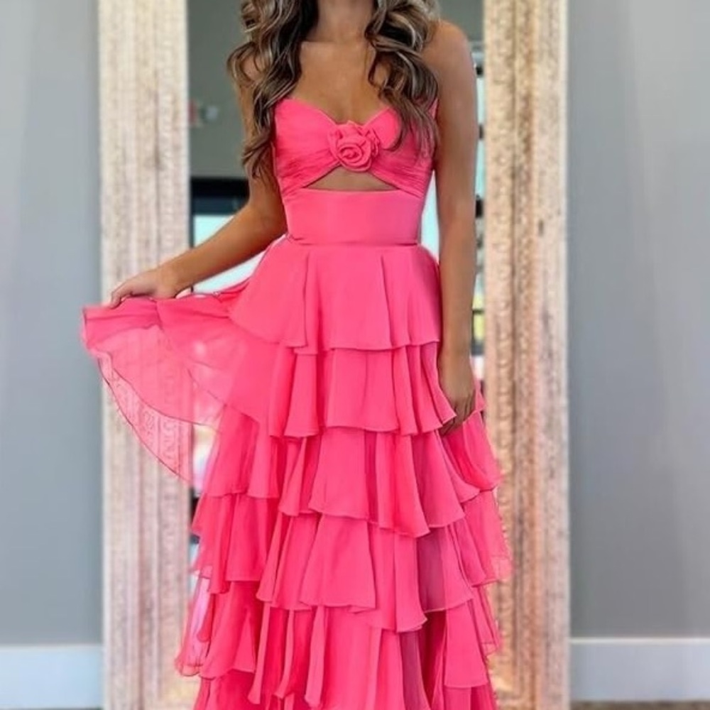 Sherri Hill Pink Layered Prom Dress